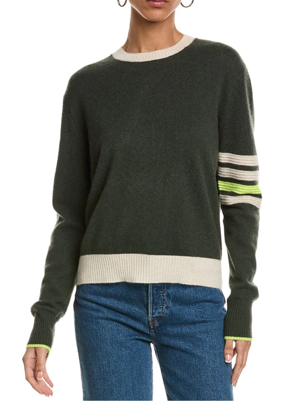 Brodie Harvard Stripe Cashmere Crewneck Sweater